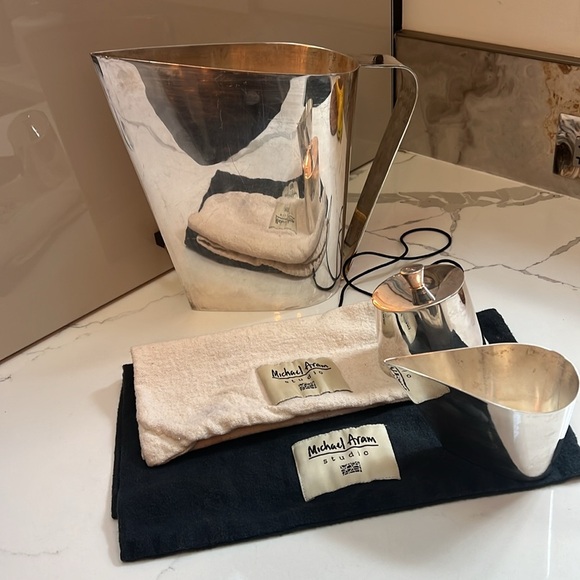 Michael Aram Art Deco Limited 4 Pcs Silver Plated Pitcher Creamer Sugar Bowl - Picture 4 of 16